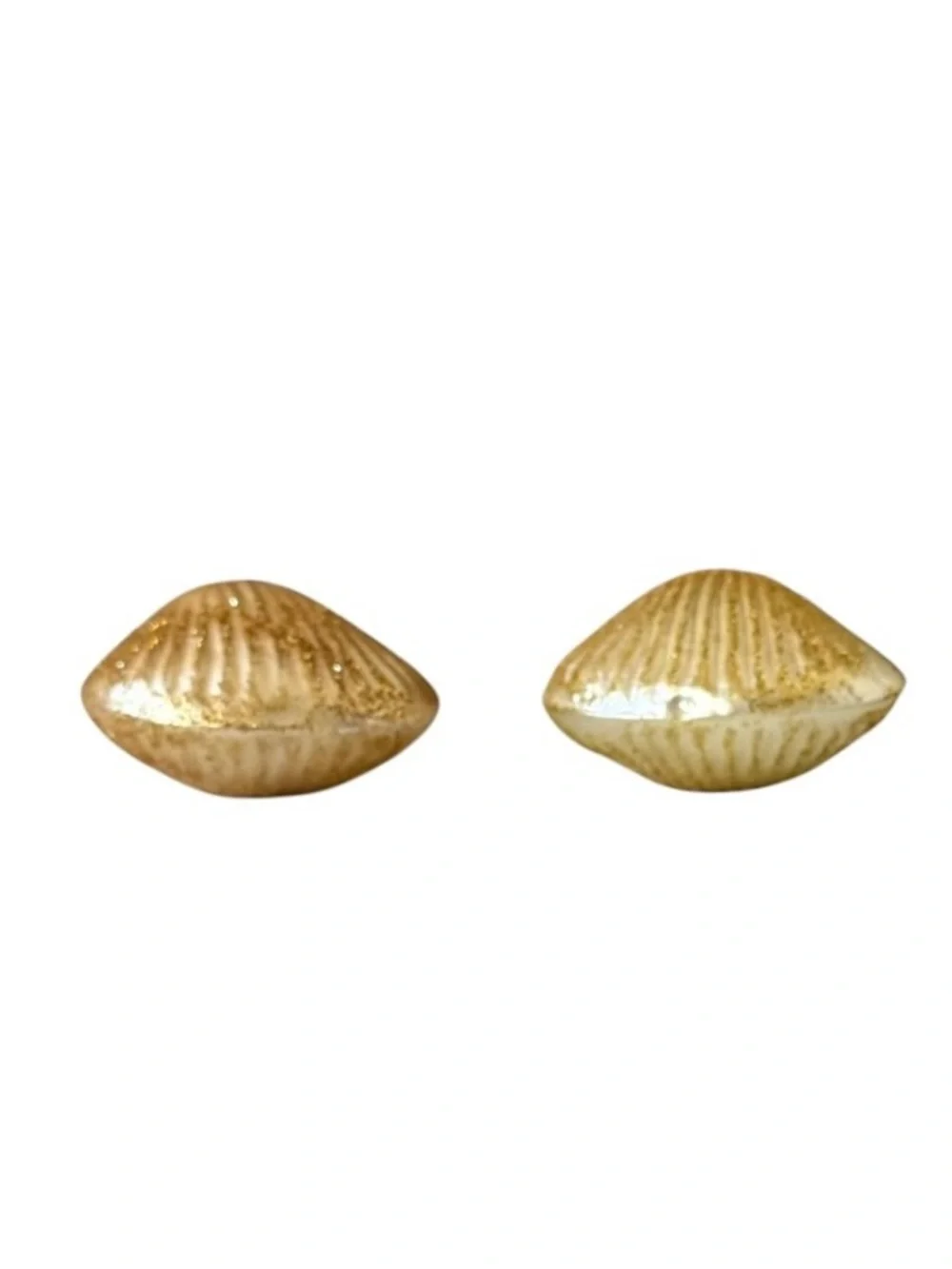 Set of 3 Neiman Marcus Metallic Gold Blown Glass Seahorse and Seashell Ornaments